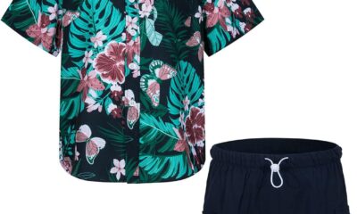 Boys Hawaiian Shirt and Short Set Summer Outfit Kids 2 Piece Clothes Set With Bucket Hat