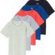 Real Essentials 5 Pack Girls’ Short Sleeve UPF Sun Protective Rashguard Swim Shirt Active Athletic (Ages 4-16)