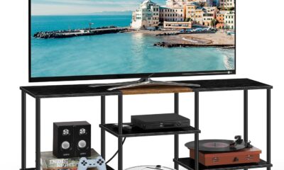 TV Stands for Living Room 50 inch TV Stand with Power Outlet Entertainment Center with Storage 3 Tier TV Console Table for 50 43 40 32 inch TV, Black