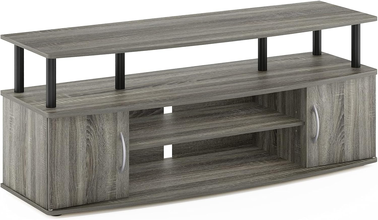 Furinno JAYA Large Entertainment Stand for TV Up to 55 Inch, French Oak Grey/Black