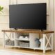 GAZHOME TV Stand for TV up to 65 Inches, TV Cabinet with Open Storage, TV Console Unit with Shelving for Living Room, Entertainment Room, White