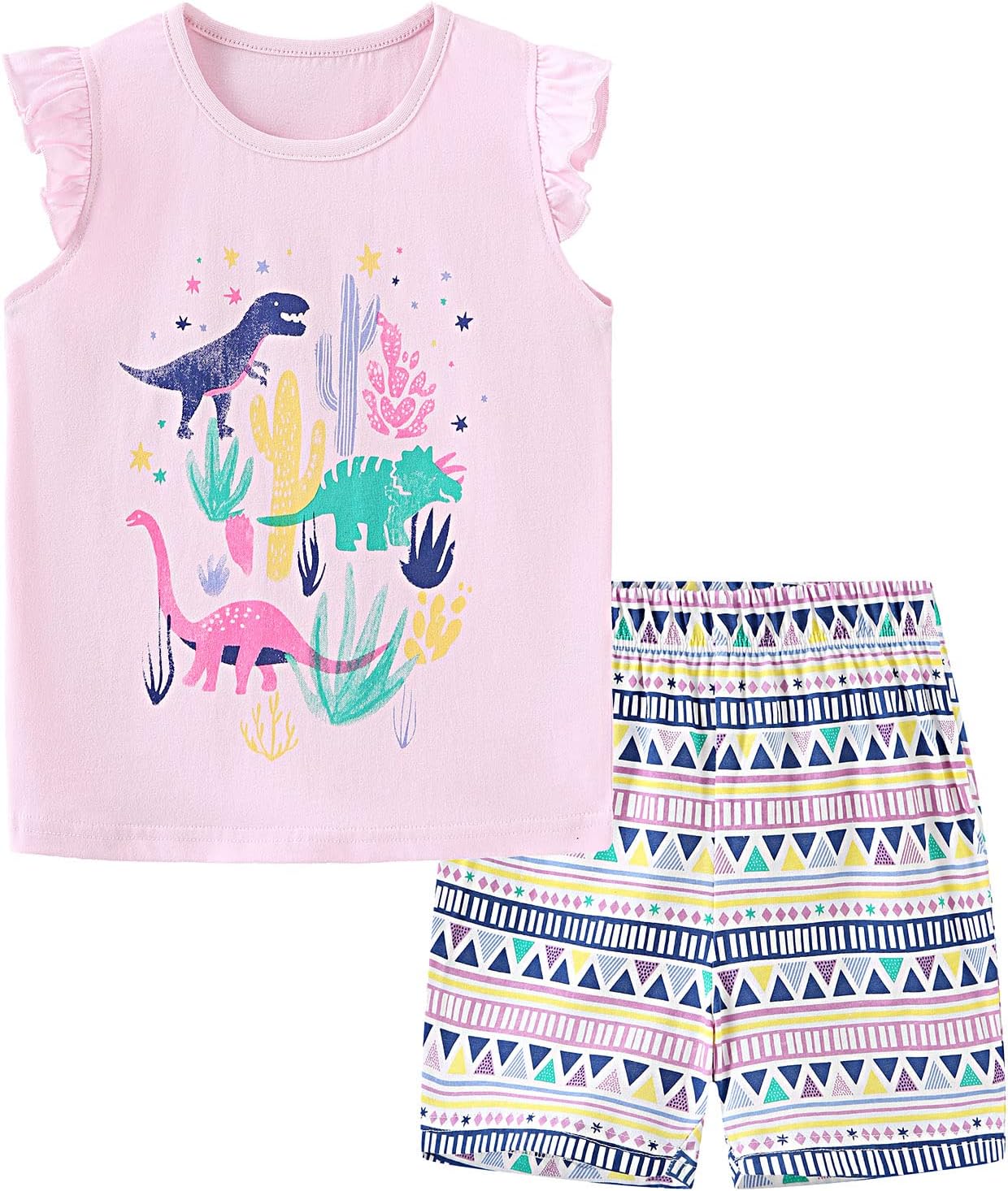 Bumeex Toddler Girls Summer Outfit Cotton Top and Shorts Clothing Set