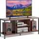 Gizoon TV Stand for TV up to 65 Inch with Open Shelves, 3-Tier Gaming Entertainment Center for PS5, Wooden TV Console Table Modern for Living Room Game Room, Rustic Brown