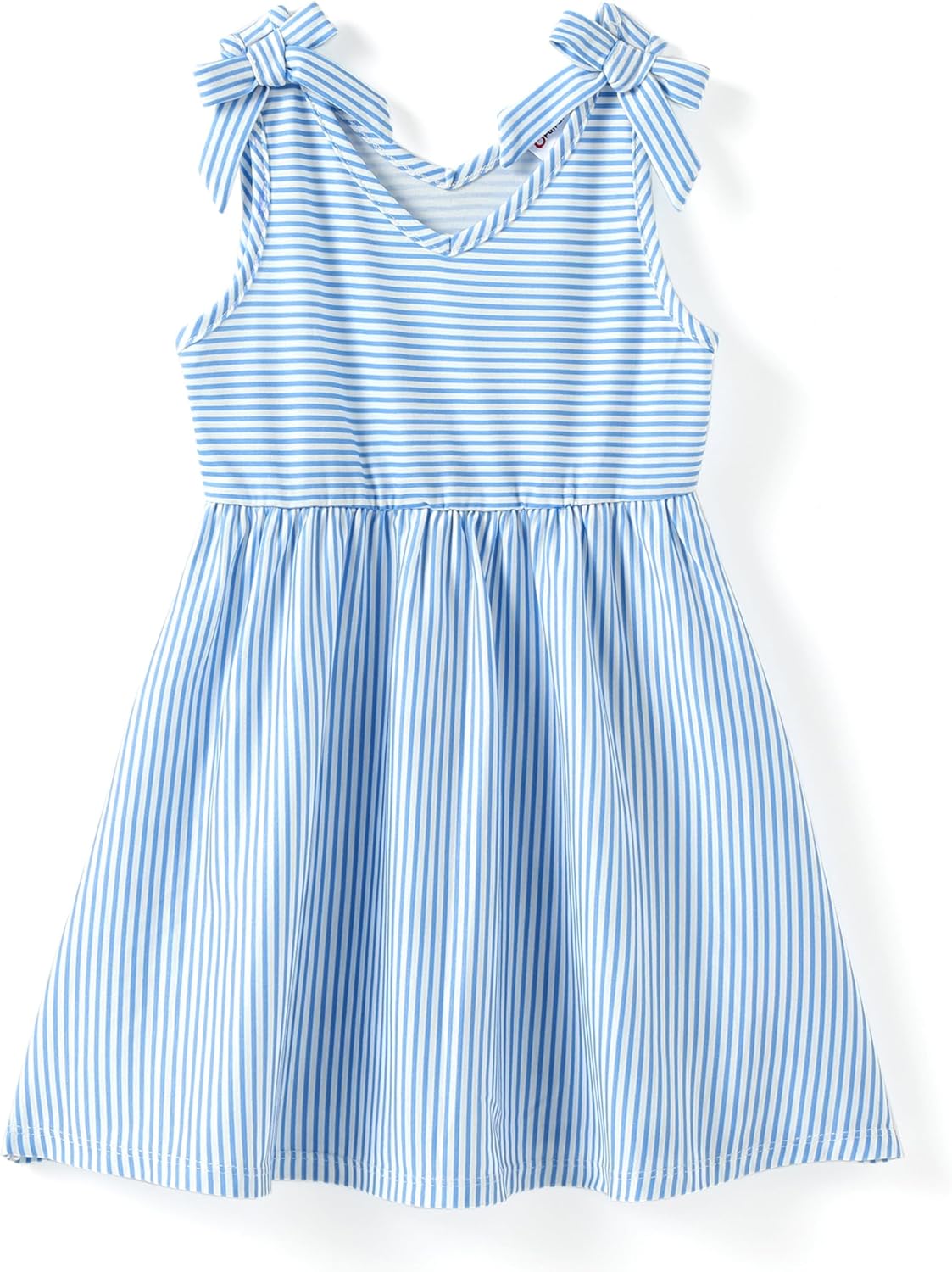 PATPAT Toddler Kid Girls Summer Dress Sleeveless Bow Shoulder Sling Dress Swing Sundress