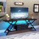 Modern 55″ TV Stand with Power Outlet for TV up to 65 Inch, LED and 2 Storage Fabric Drawers, Entertainment Center with Charging Station for Living Room Bedroom (Charcoal Black)