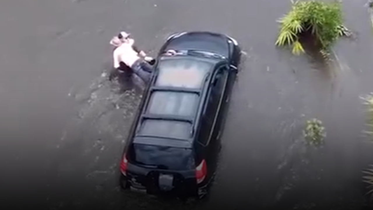 Drone video captures Florida woman's rescue after she got stuck in rising waters during Debby aftermath