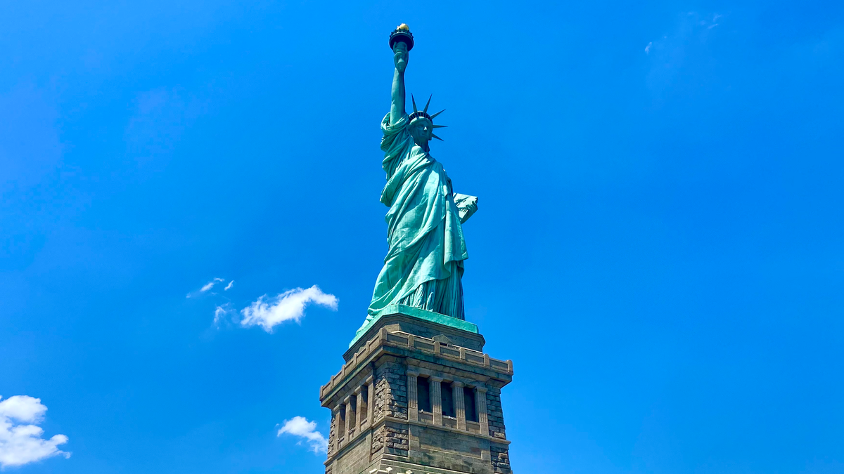 A look up at the Statue of Liberty