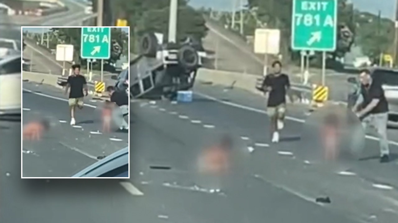 Toddlers in diapers stranded on highway after being ejected during crash: video