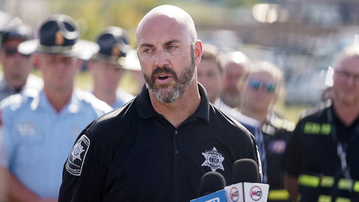 Barrow County Sheriff Jud Smith speaks during a press conference following a shooting at Apalachee High School