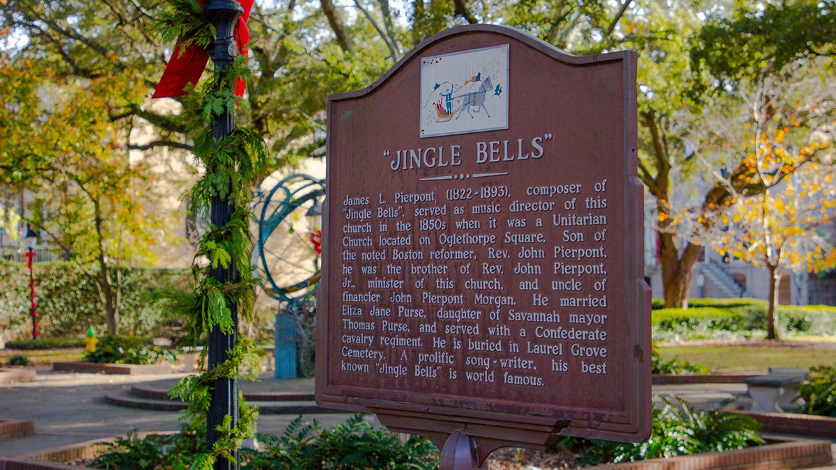 "Jingle Bells" landmark sign in Savannah, Georgia