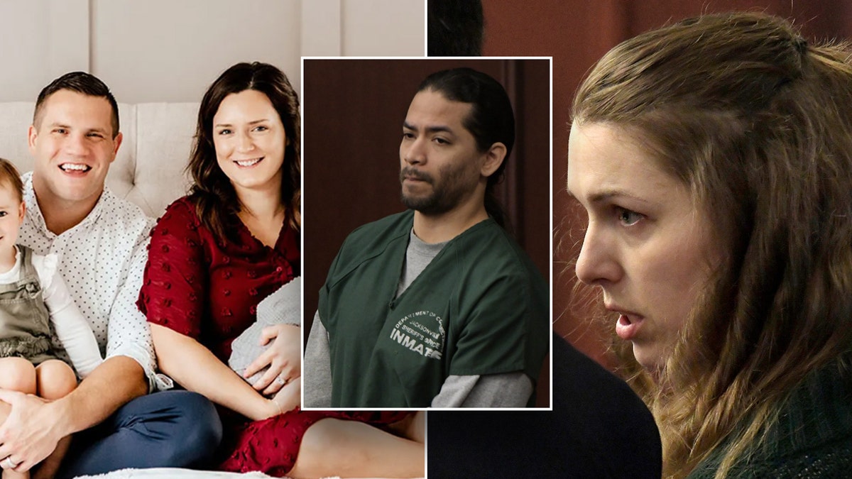 A split image of Jared and Kirsten Bridegan (left), Shanna Garder in court (right), and Mario Fernandez Saldano in court (right)