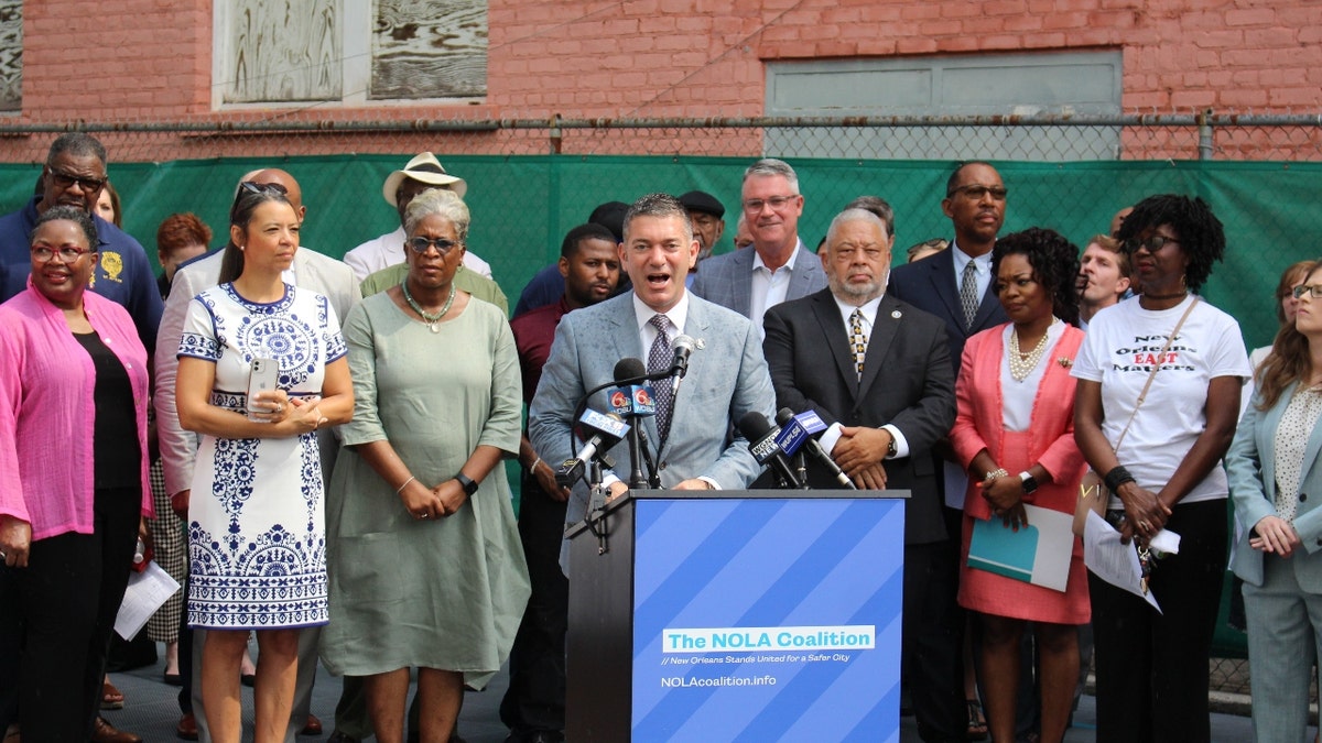 Michael Hecht speaks during a NoLa Coalition event