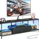 HOOBRO TV Stand with LED Light and Power Outlets for TVs up to 65 Inch, TV Media Console with Double-Door Cabinet, Gaming Entertainment Center for Living Room Bedroom, Black BB48UDDS01