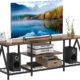 aboxoo TV Stand to 65 inch, Television Console Table with Open Storage Shelves,3-Tier Entertainment Center,for Living Room, Bedroom, Rustic Brown