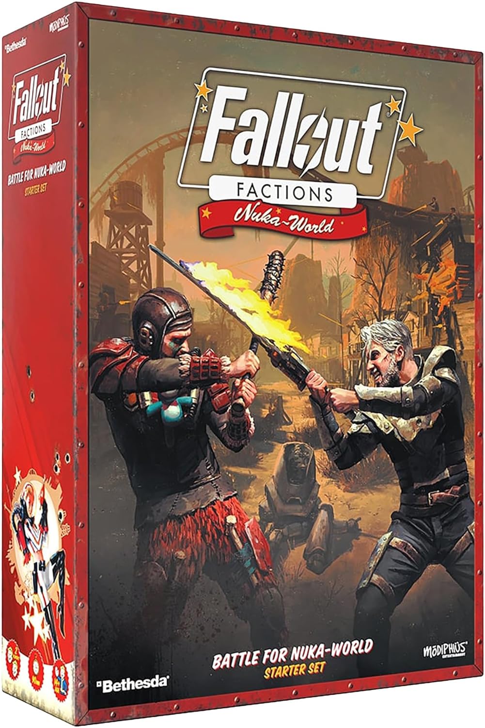 Modiphius Entertainment: Fallout: Factions – Battle for Nuka-World Starter Set – Tabletop Miniatures Skirmish Game, Licensed War Game, 20 Miniatures