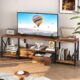 TV Stand for 55 60 inch TV, Entertainment Center Television Stands with 2 Fabric Drawer,TV Consoles Media Center Table for Living Room Bedroom,TV Stand Cabinets with Shelves,Rustic Brown