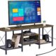 VECELO TV Stand with Power Outlets for 65 Inch Industria Media Entertainment Center with Charging Station, 3-Tier Open Shelves & Metal Frame for Living Room, Bedroom, 55 Inch, Brown