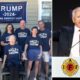 Tim Walz family members pose in T-shirts declaring their presidential preference: 'Walz's for Trump'