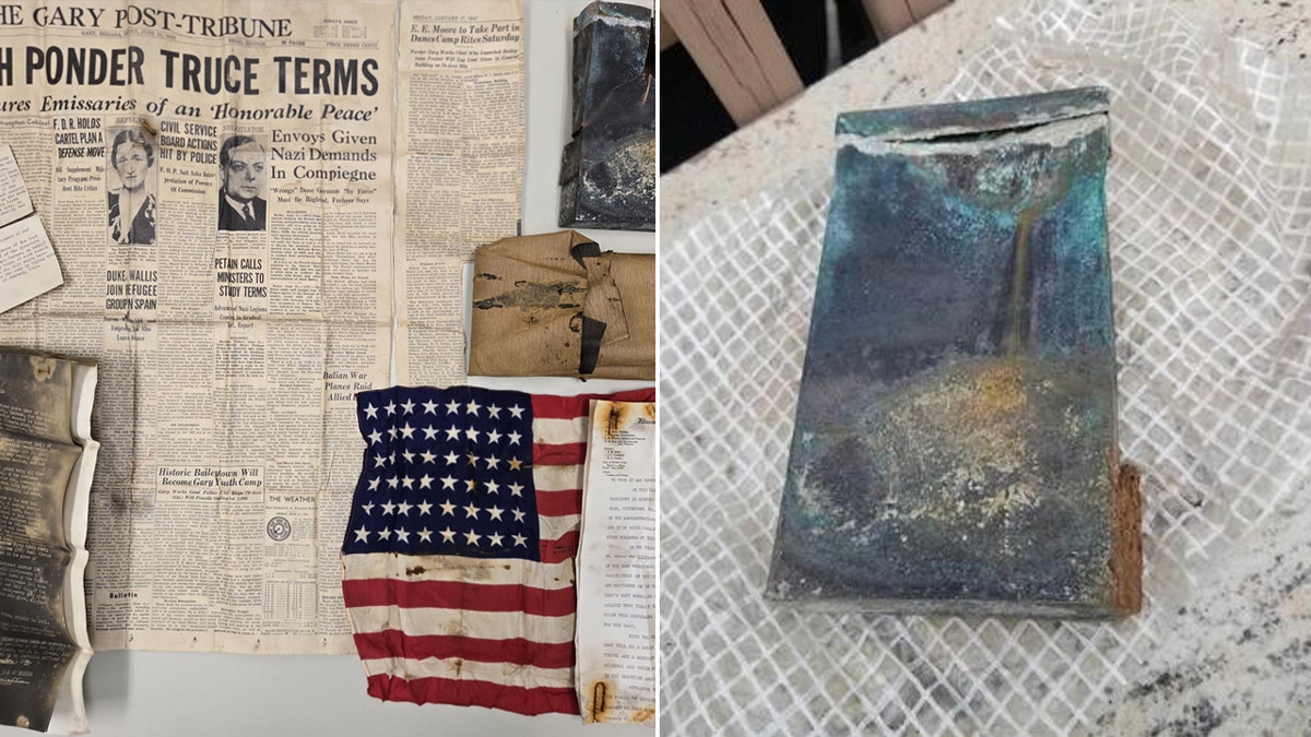 time capsule with American flag found in Indiana