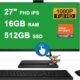 Lenovo IdeaCentre AIO 3 27 AIO Desktop 27″ FHD IPS Anti-Glare Touchscreen 99% sRGB AMD Hexa-core Ryzen 5 7530U (Beats i7-1255u) 16GB RAM 512GB SSD 5.0MP Camera Harman Win11 Black + HDMI Cable