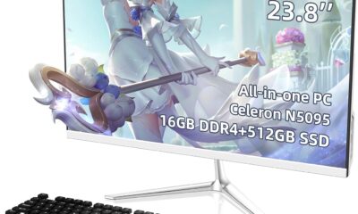 23.8 inch 2024 All in One Desktop PC, Windows 11, WiFi 6, FHD Display, 16GB RAM, 512GB SSD, Intel N5095 Processor, Bluetooth, Wired Mouse and Keyboard