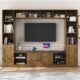 103″ Wall Unit TV Stand with Storage for TVs up to 80″ Large Farmhouse Wall Unit Entertainment Center w/Sliding Barn Door Cabinets and Power Outlet for Living Room, Rustic Brown