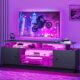 DWVO Modern TV Stand for TVs Up to 75”, Entertainment Center with Light Strip, TV Shelf with Storage Cabinets & Movable Partition, TV Console for Living Room, 70 Inch Black