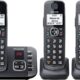 Panasonic DECT 6.0 Expandable Cordless Phone System with Answering Machine and Call Blocking – 3 Handsets – KX-TGE633M (Metallic Black)