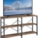 Yaheetech TV Stand for TV up to 65 Inch, 55 Inch Media Console Table with 3-Tier Storage Shelves for Living Room, Entertainment Center with Metal Frame, Taupe Wood