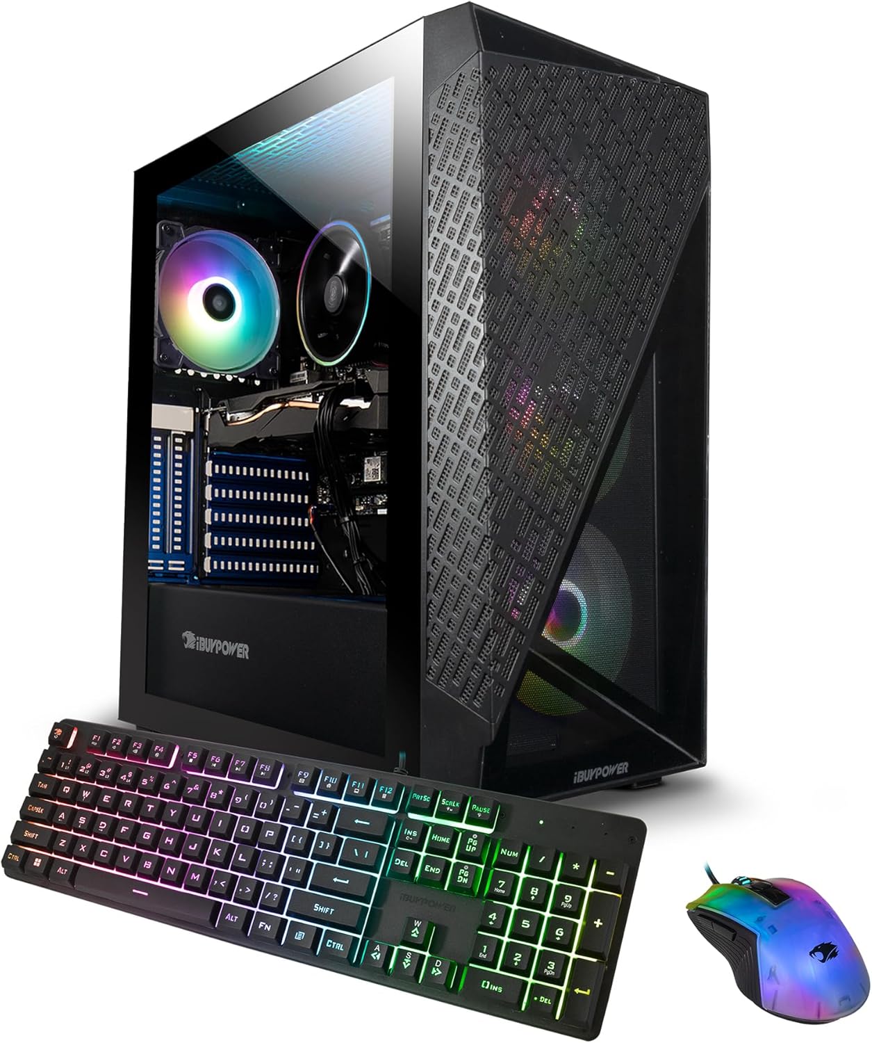 iBuyPower SlateMesh Gaming PC Computer Desktop SlateMeshA5N4601 (AMD Ryzen 5 7600, RTX 4060 8GB, 16GB DDR5 5200 Mhz, 500GB NVMe SSD, Windows 11 Home),Black