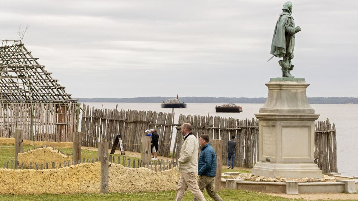 Tourists walking at Jamestown