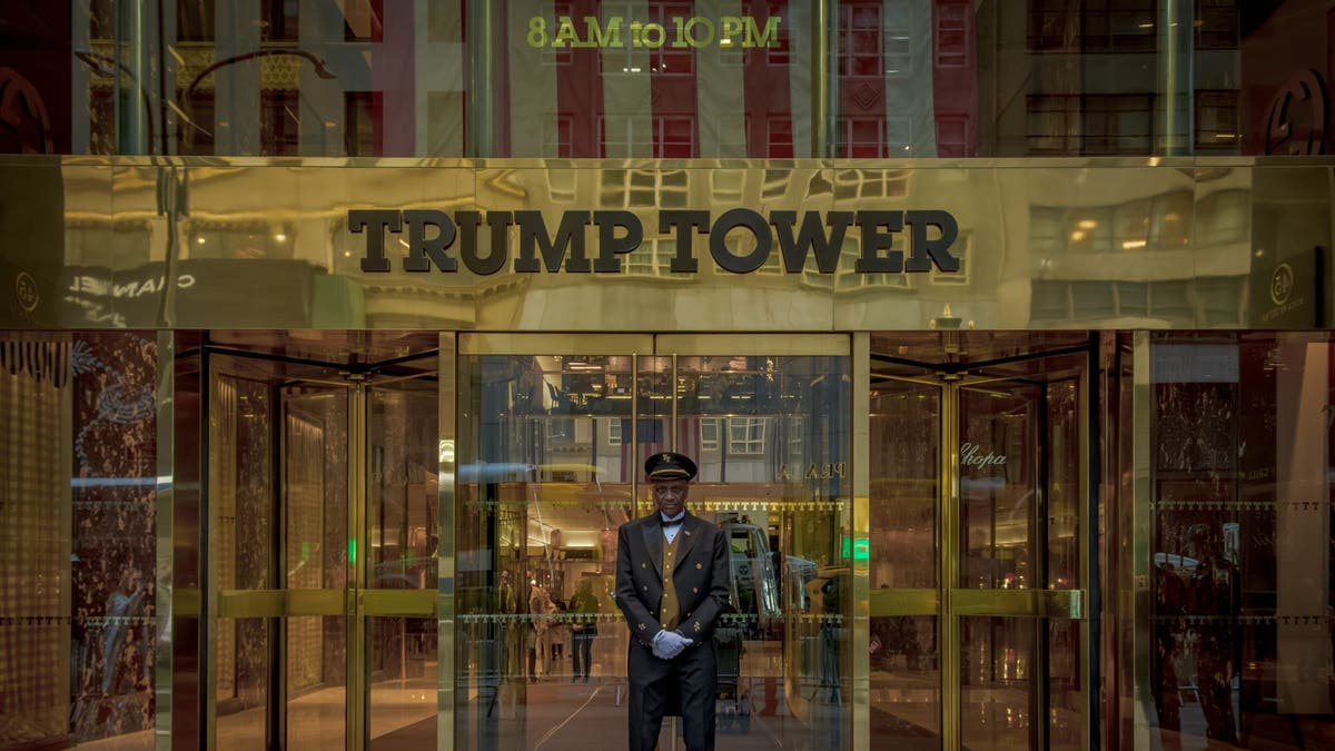 Trump Tower entrance with doorman outside