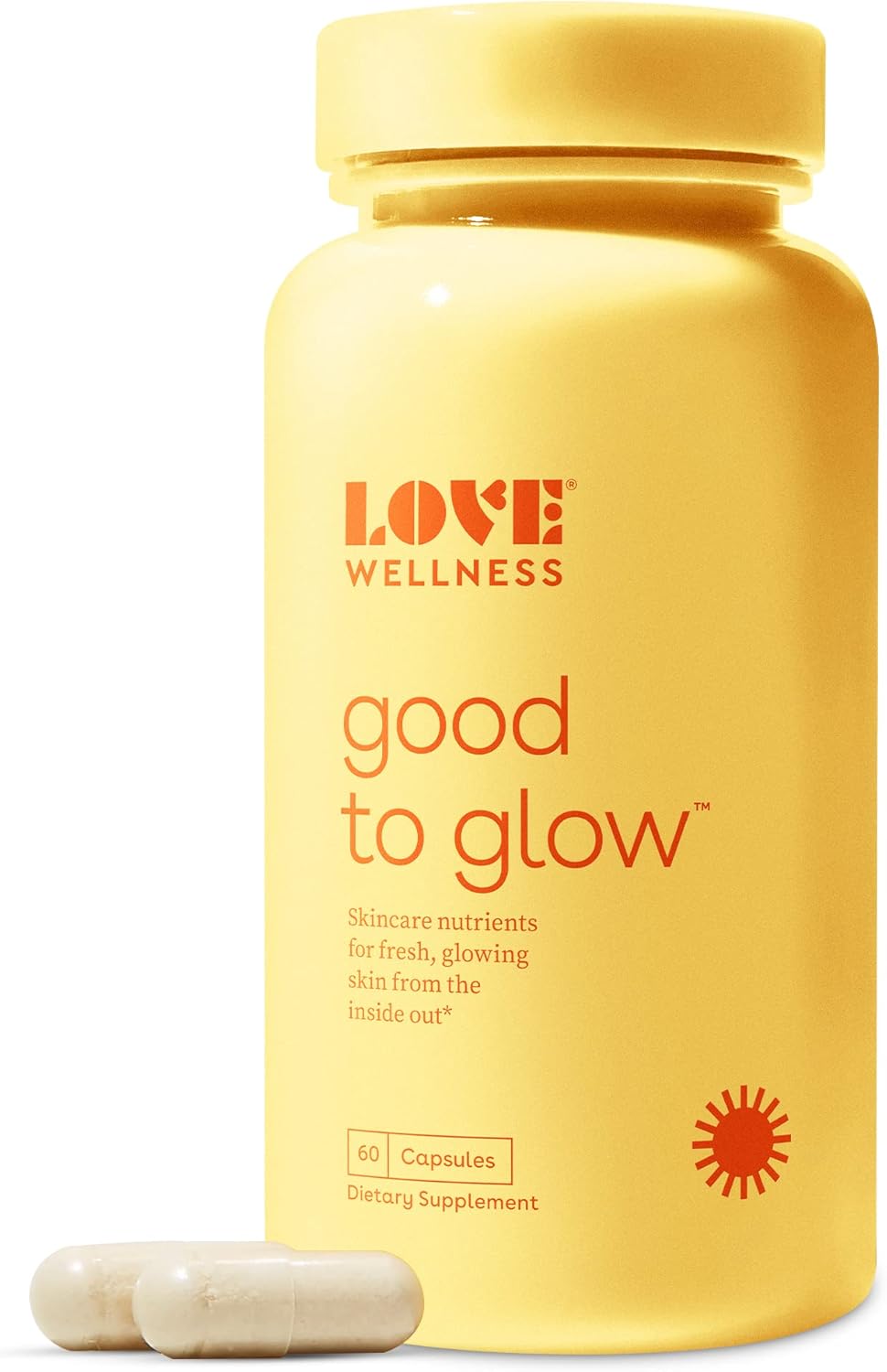 Love Wellness Good to Glow Collagen Supplement | Skin Care with Biotin, Vitamin C, E, & Zinc | Promotes Smooth, Glowing & Clear Skin | Enhances Smoothness, Reduces Wrinkles & Fine Lines | 60 Capsules