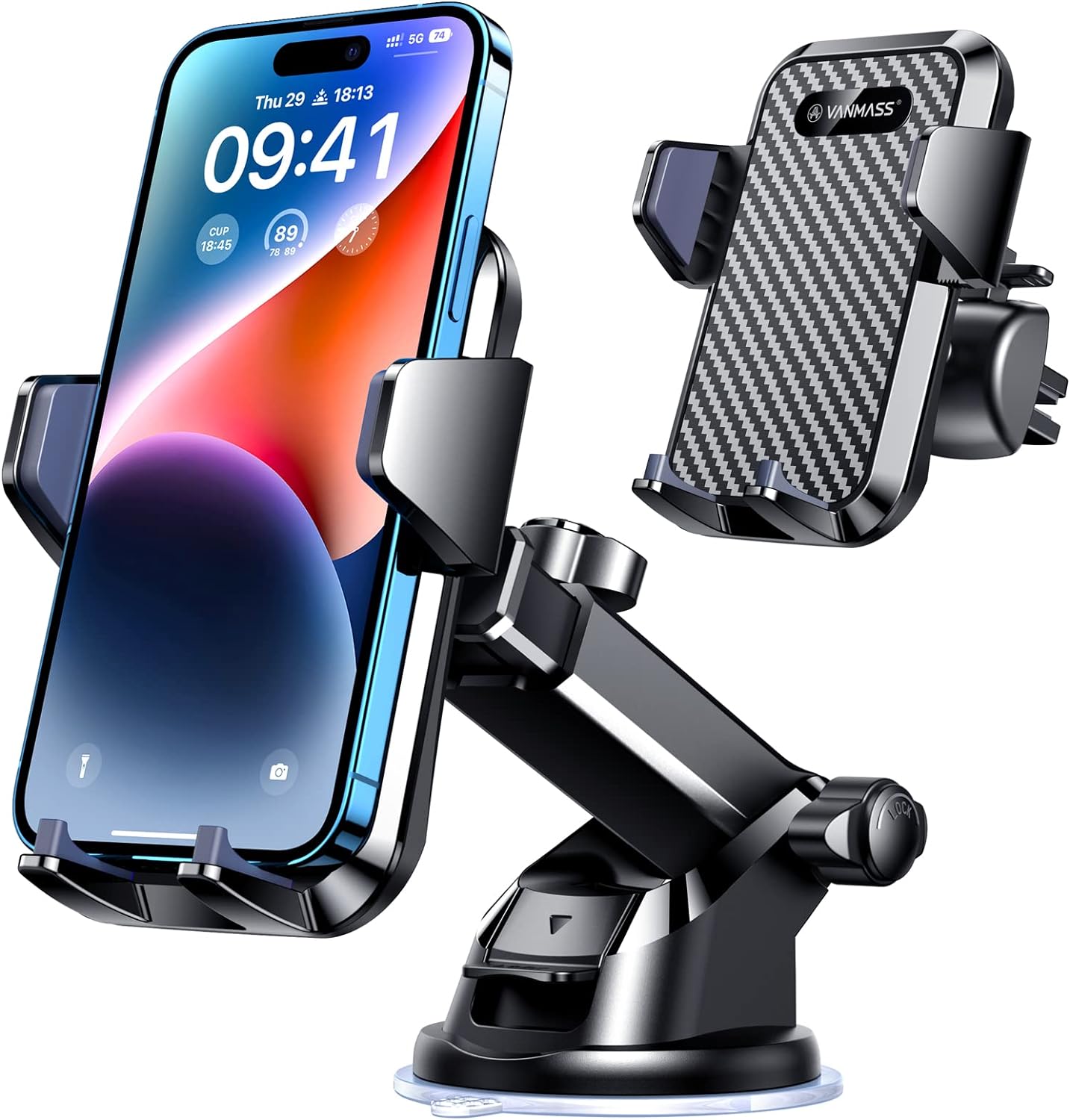 VANMASS 【65+LBS Strongest Suction & Military-Grade 2024 Ultimate Car Phone Mount【Patent & Safety Certs】 Cell Phone Holder Truck Stand for Dashboard Windshield Vent for iPhone 16 15 Pro Max 14 Samsung