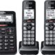 Panasonic Cordless Phone with Advanced Call Block, One-Ring Scam Alert, and 2-Way Recording with Answering Machine, 4 Handsets – KX-TGF944B (Black)