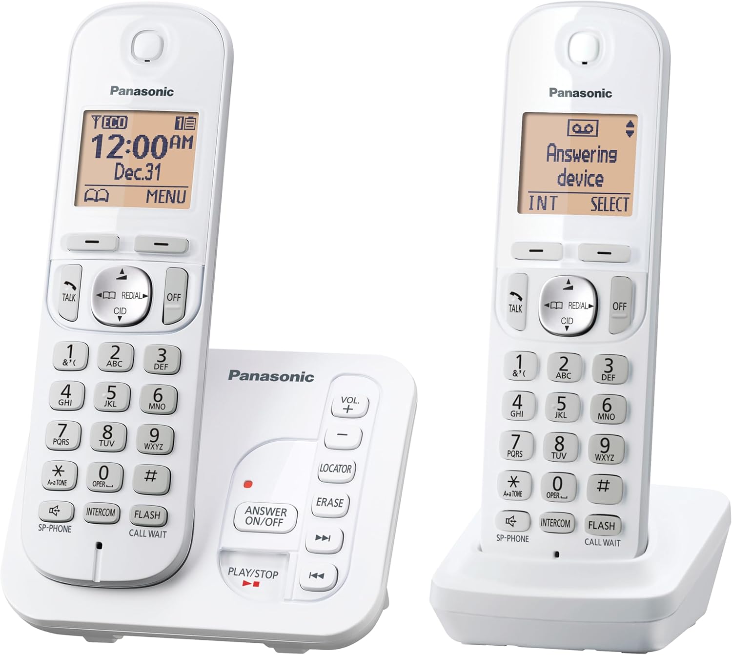 Panasonic 2 Handset Cordless Phone with Digital Answering System and Caller ID, Expandable Up to 6 Handsets White – Two Handsets with Call Block DECT 6.0 Model KX-TG7122SK