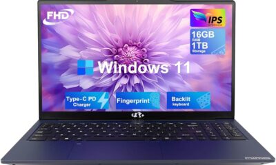 15.6 FHD Student Laptop Computer, 16GB RAM 1TB SSD, Backlit Keyboard, Fingerprint, 4-Core Pentium N100 (Beat i3-1115G4, Up to 3.4GHz), 2 Years Warranty, WiFi 6, Win 11 H