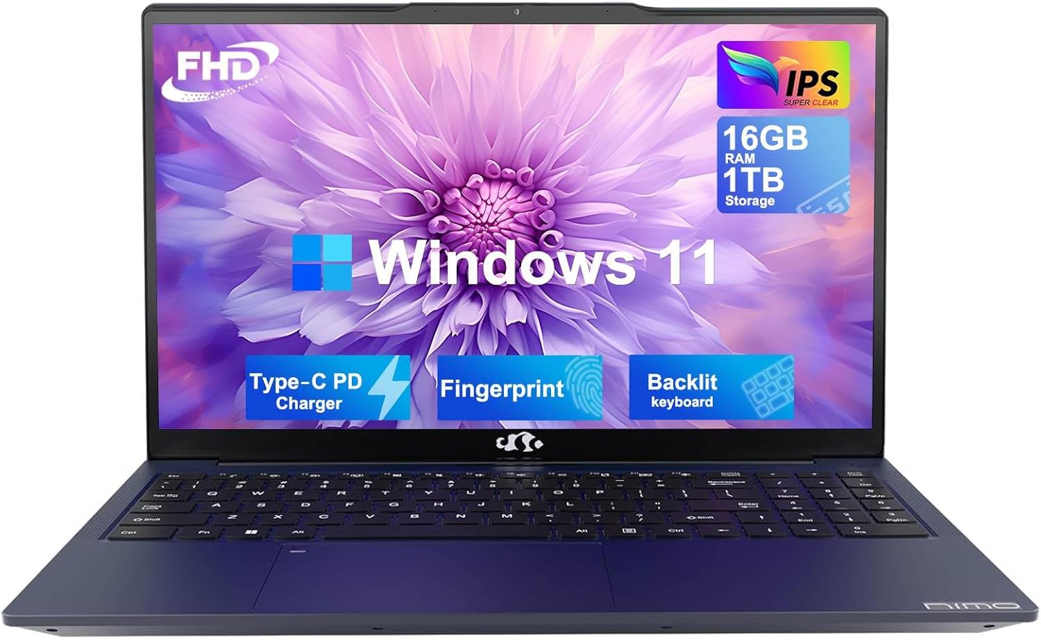 15.6 FHD Student Laptop Computer, 16GB RAM 1TB SSD, Backlit Keyboard, Fingerprint, 4-Core Pentium N100 (Beat i3-1115G4, Up to 3.4GHz), 2 Years Warranty, WiFi 6, Win 11 H