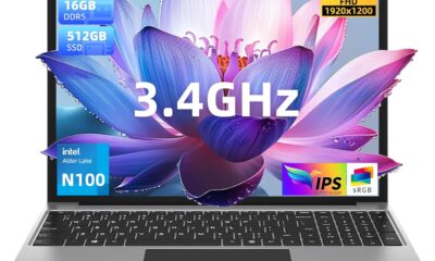 jumper Laptop, 12th N100 CPU, 16GB RAM 512GB SSD, Laptop Computer with FHD IPS 1200P Display, 38WH Battery, Cooling System, Numeric Keyboard, Mini HDMI, 4 Speakers, Poratable Business 16 Inch Laptops.