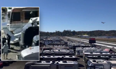 Plane crashes near California racetrack during NHRA finals, hitting cars, injuring 3 people: officials