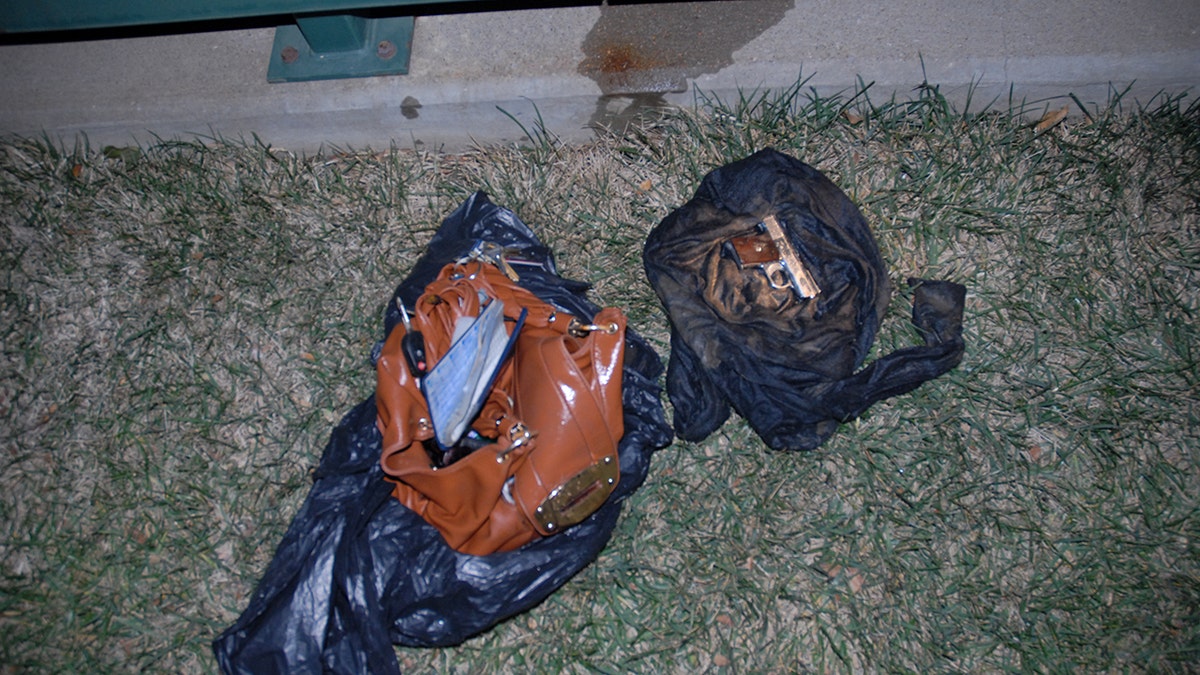 Crime scene of Bluml shooting with items inside garbage bags