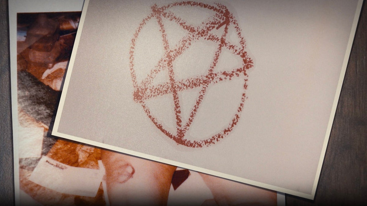 A drawing of a pentagram.