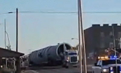 Union Pacific train derails after hitting tractor-trailer on Texas railroad tracks, killing two: video