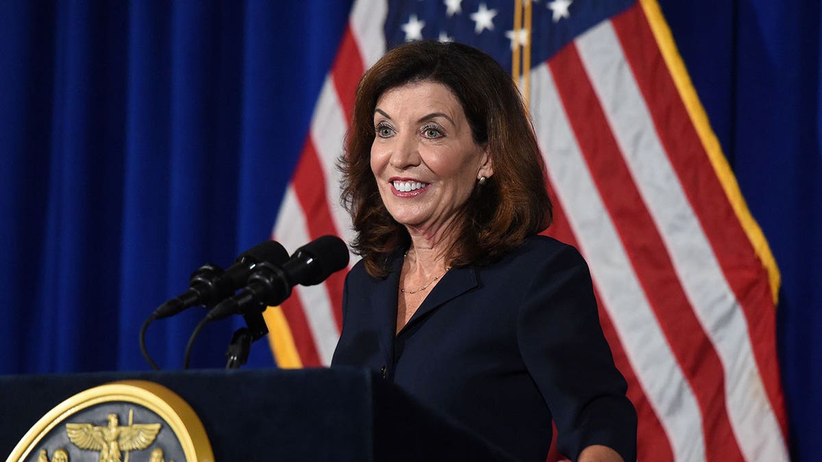 New York Lieutenant Governor Kathy Hochul speaks during a news conference the day after Governor Andrew Cuomo announced his resignation at the New York State Capitol, in Albany, New York, U.S., August 11, 2021. REUTERS/Cindy Schultz