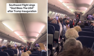 President Trump supporters sing 'God Bless the USA' on flight leaving inauguration in DC