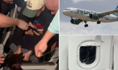 Video shows Frontier passenger tackled after allegedly banging window mid-flight
