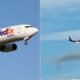 FedEx plane catches fire midair before making emergency landing