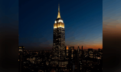 Empire State Building shines in gold, white in memory of Pope Francis after pontiff's death