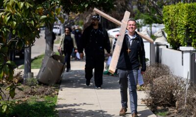 Southern California community members return for first time to site where church burned down ahead of Easter