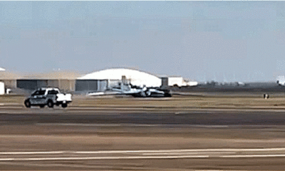 NASA research plane lands on belly, sending sparks flying, after ‘mechanical issue’